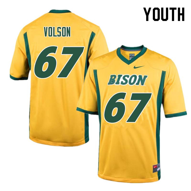 Youth #67 Cordell Volson North Dakota State Bison College Football Jerseys Sale-Yellow - Click Image to Close